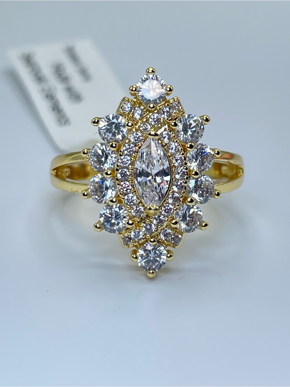 Swarovski Crystal Elements White Crystal Art Deco Ring Vintage Look Sz 6